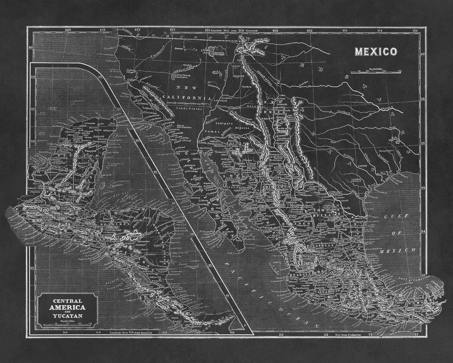 Old Map of Mexico Print