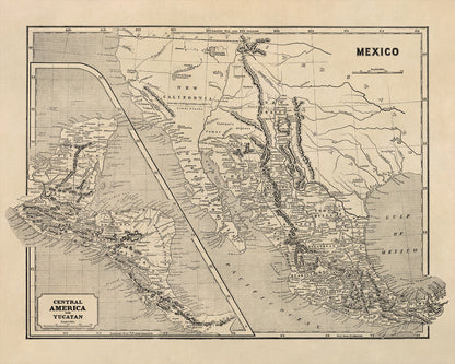 Old Map of Mexico Print