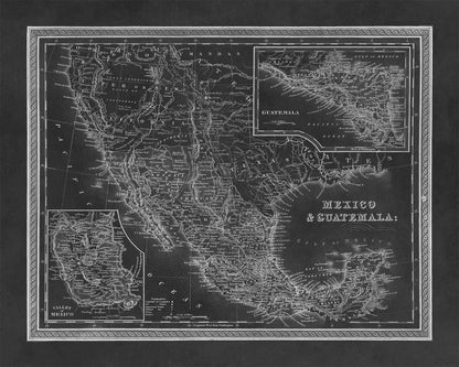 Old Map of Mexico and Guatemala Print