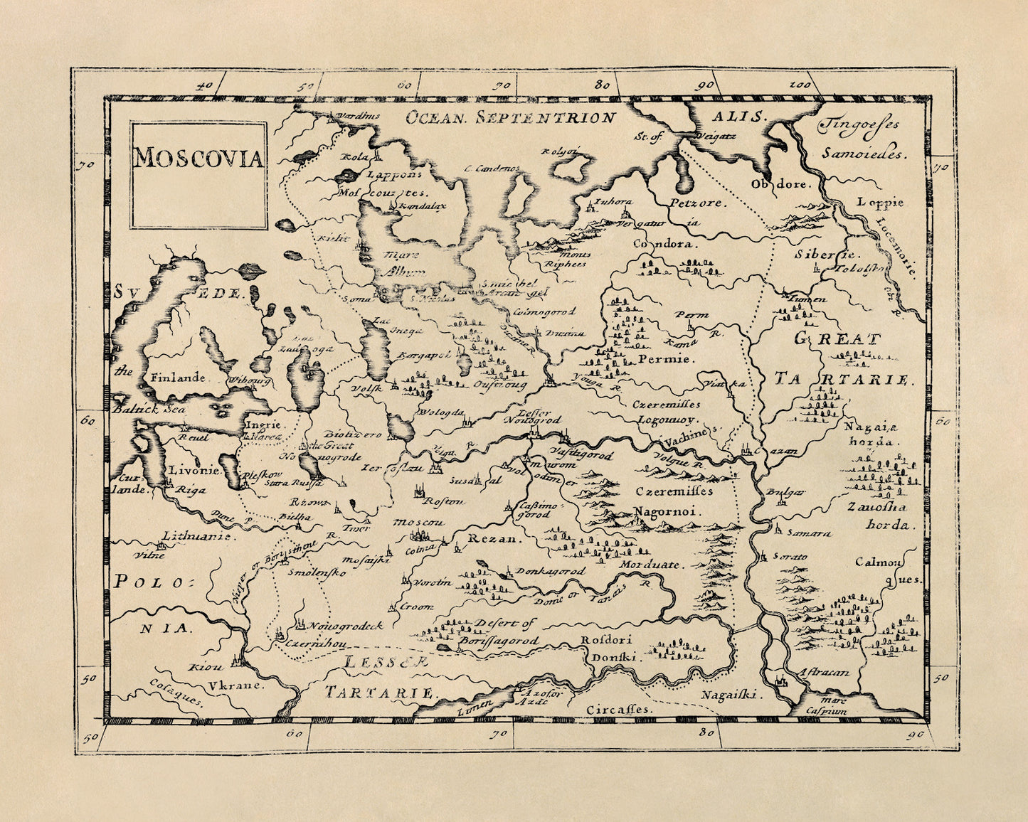 Old Map of Moscow Russia Print