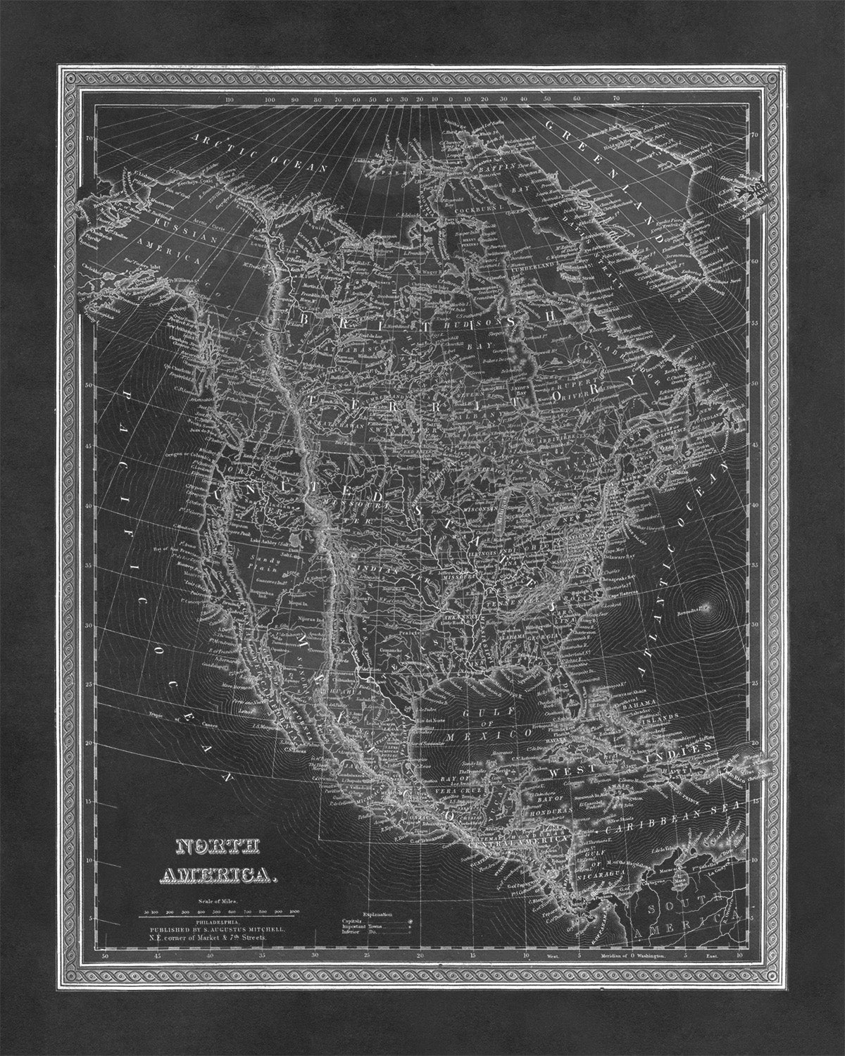 Old Map of North America Print