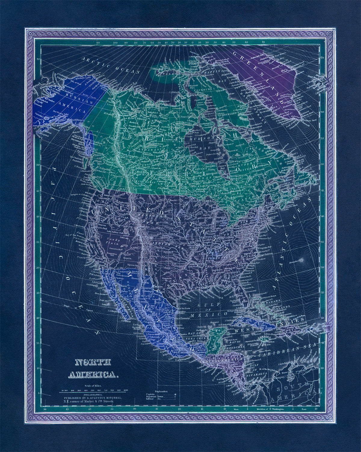 Old Map of North America Print