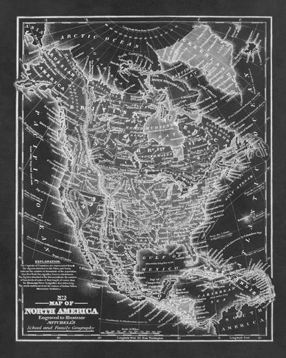 Old Map of North America Print 1839