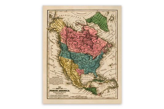 Old Map of North America Print 1839