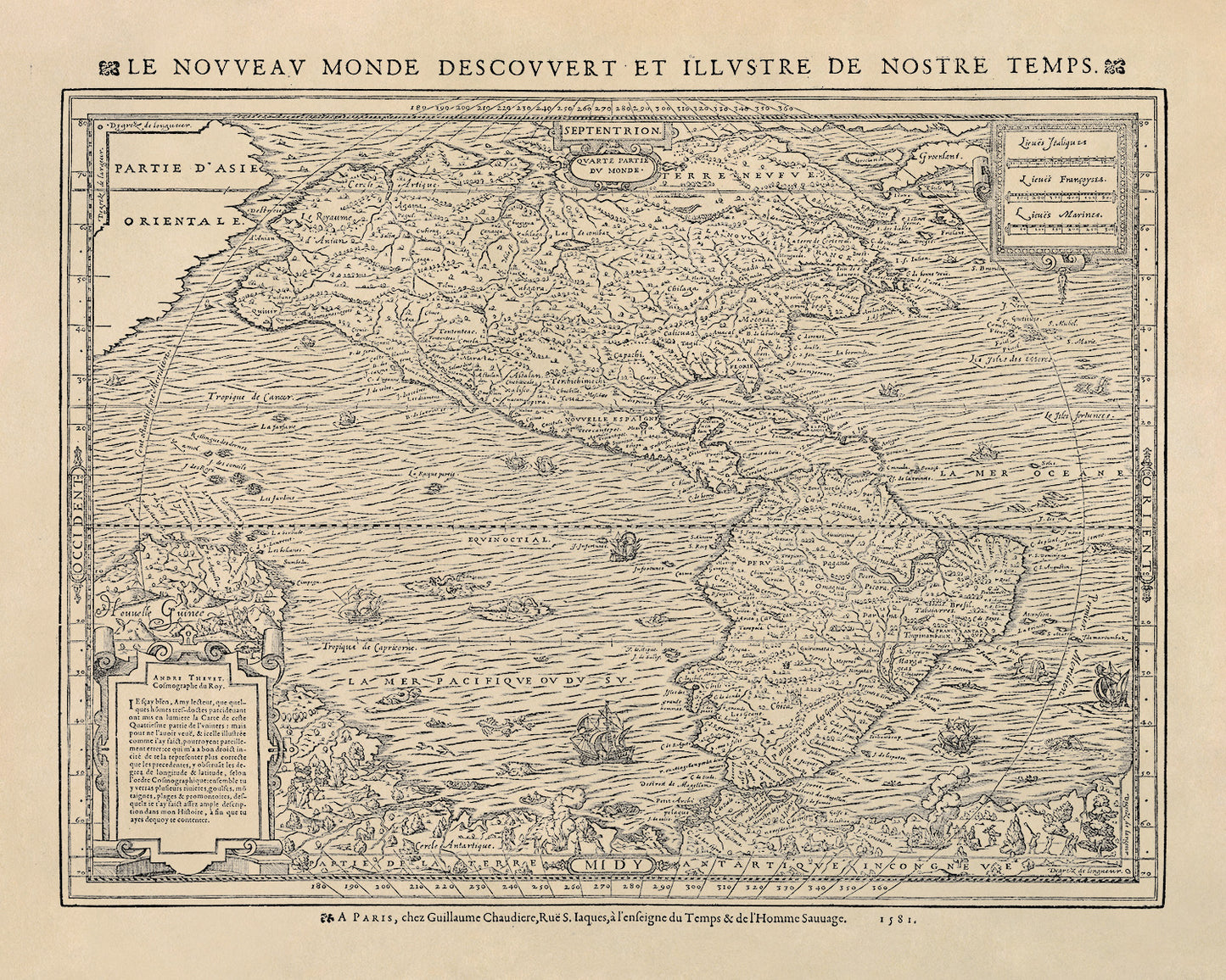 Early Map of the Americas Print 1581