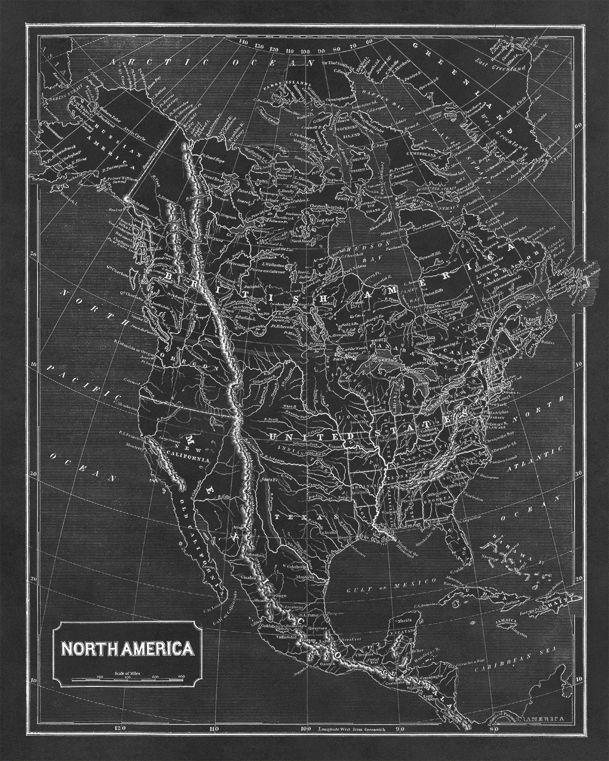 Old Map of North America Print