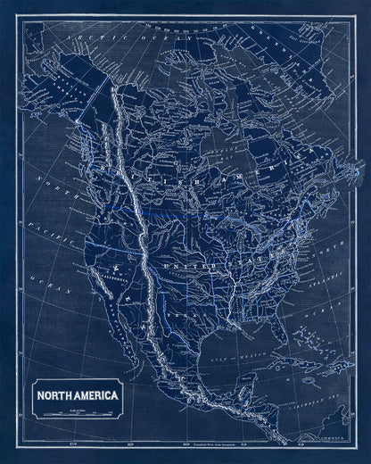 Old Map of North America Print