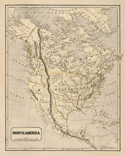 Old Map of North America Print