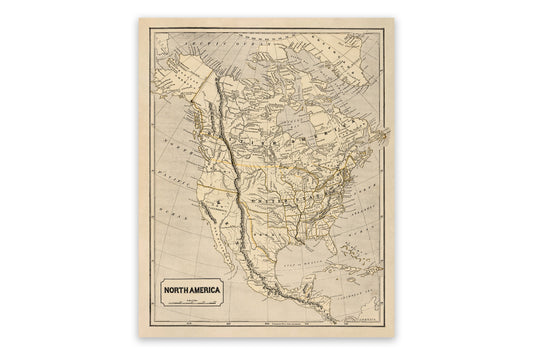 Old Map of North America Print