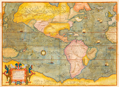 Old Map Of The Americas Print 1580