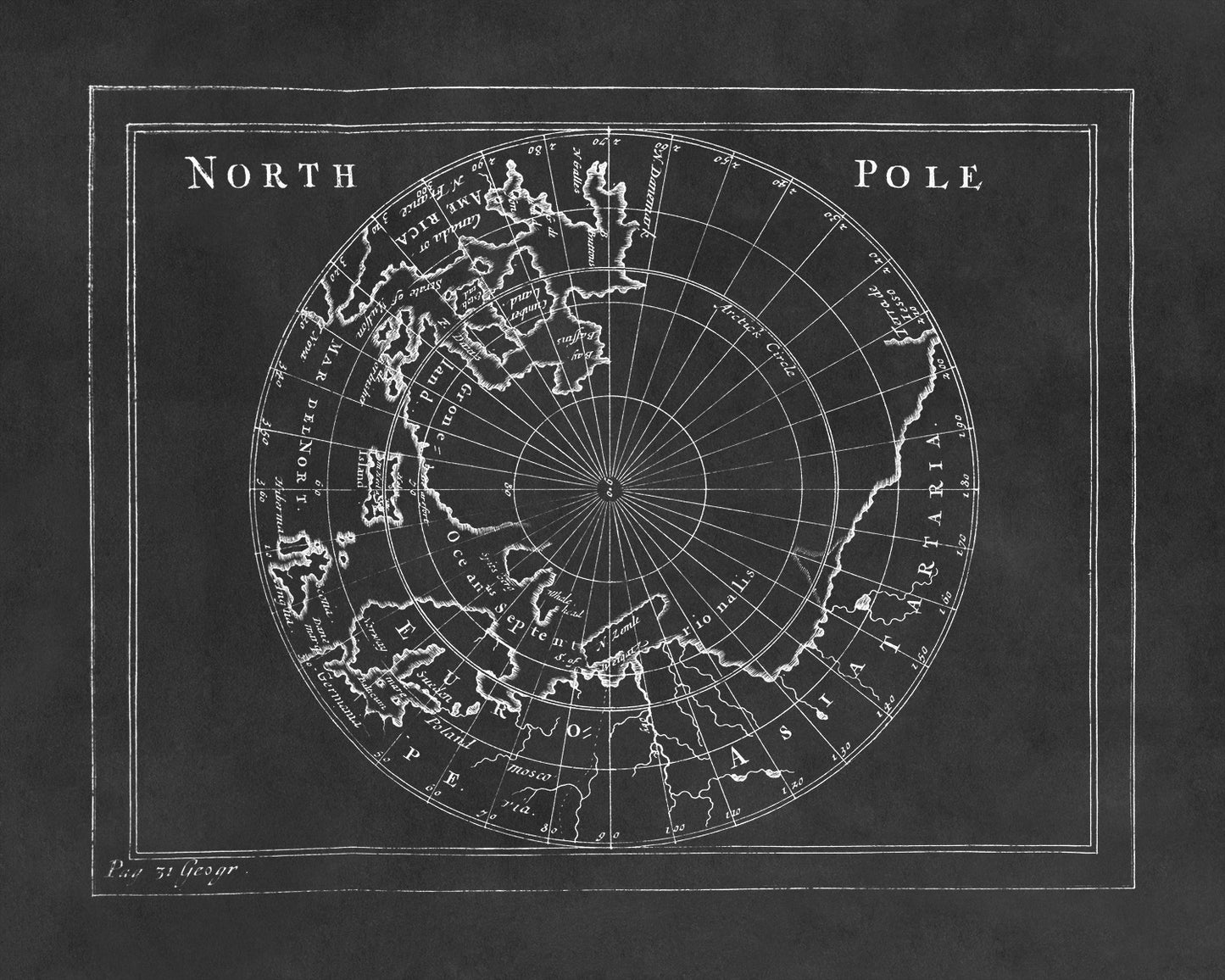 Old Map of the North Pole Print 1681