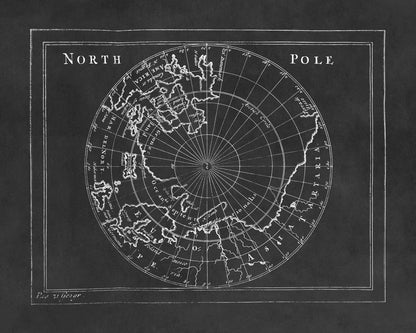 Old Map of the North Pole Print 1681