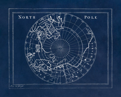 Old Map of the North Pole Print 1681