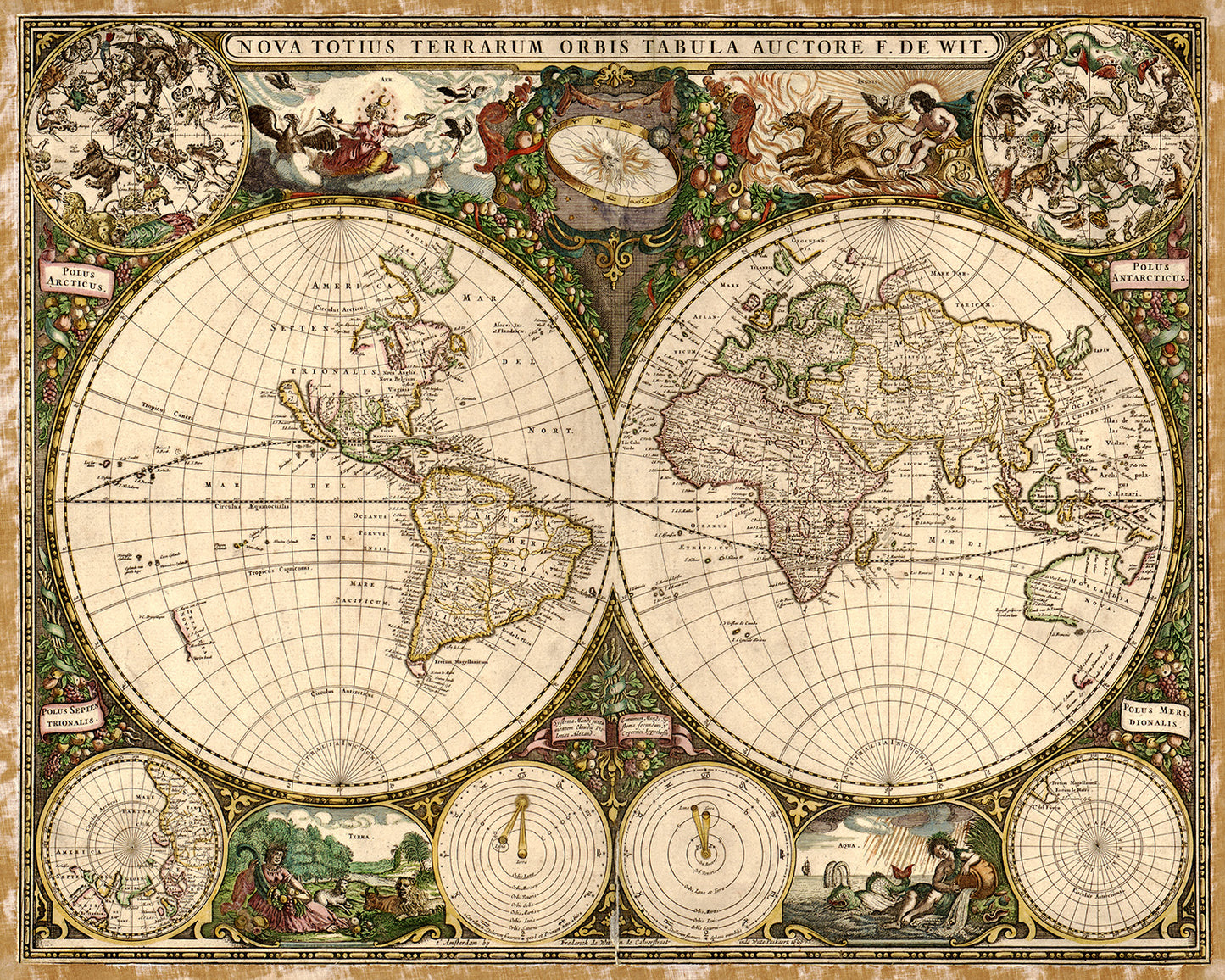 Antique World Map Print 1660