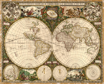 Antique World Map Print 1660