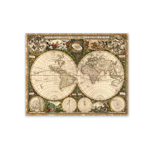 Antique World Map Print 1660