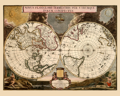 Antique Old World Map Print 1695