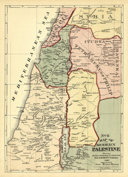 Palestine Map Print 1881