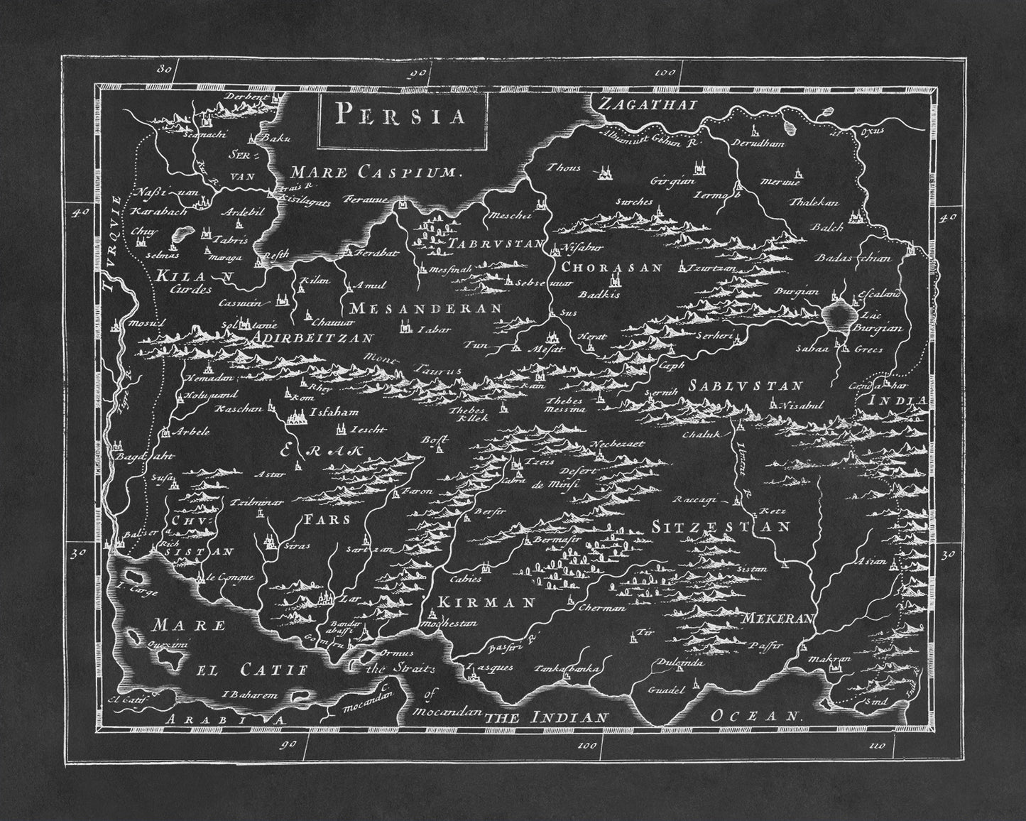 Old Map of Persia Print 1681