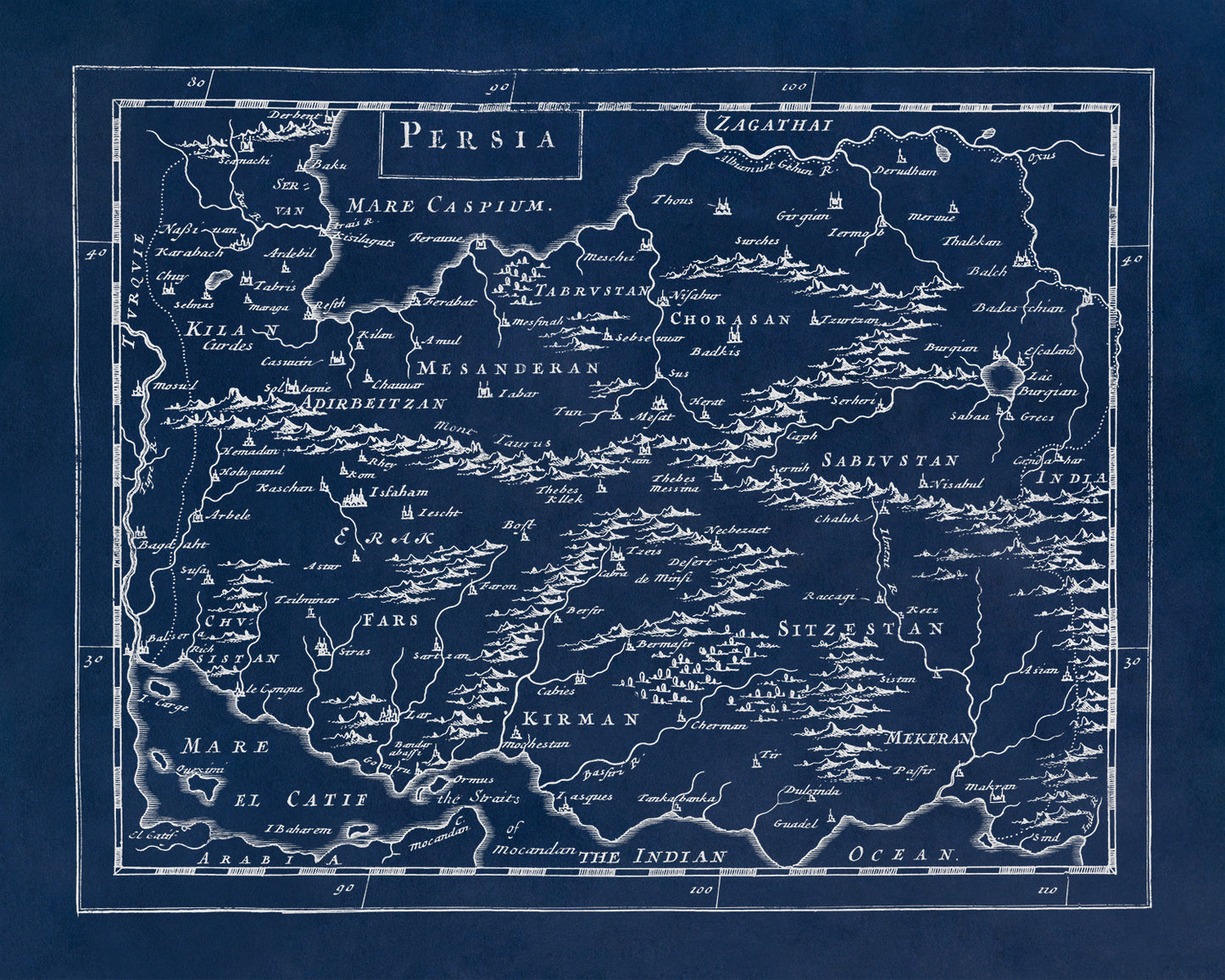 Old Map of Persia Print 1681