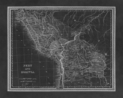 Old Map of Peru and Bolivia Print 1849