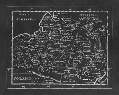 Old Map of Poland Print 1681