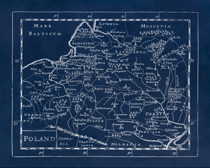 Old Map of Poland Print 1681