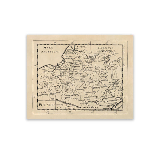 Old Map of Poland Print 1681