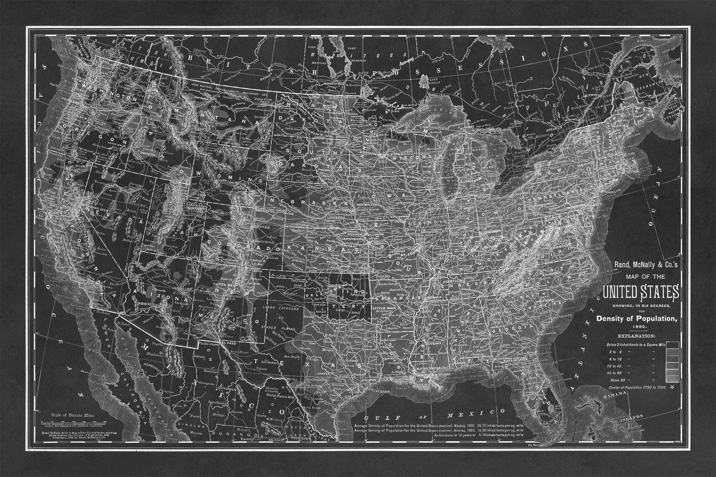 United States Population Map Print