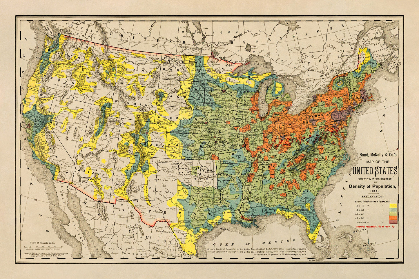 United States Population Map Print