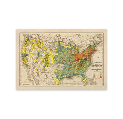 United States Population Map Print