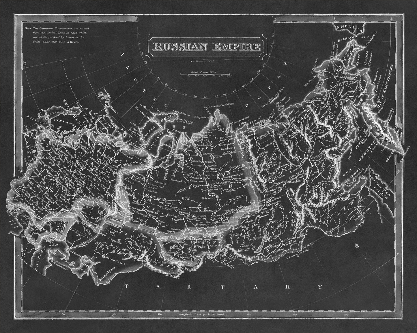 Old Map of Russia Print 1817