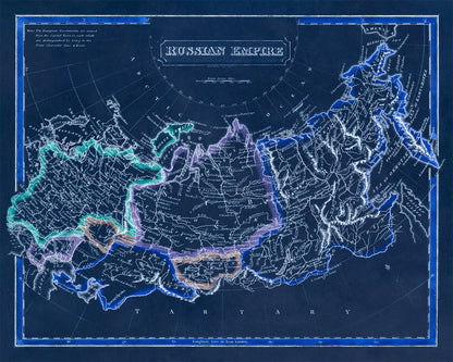 Old Map of Russia Print 1817