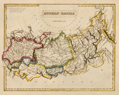 Old Map of Russia Print 1817