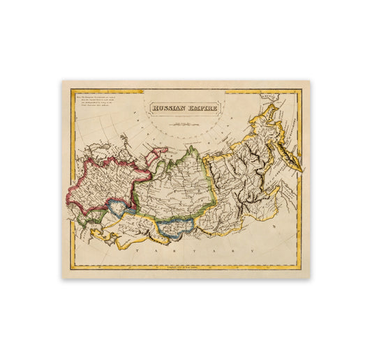 Old Map of Russia Print 1817