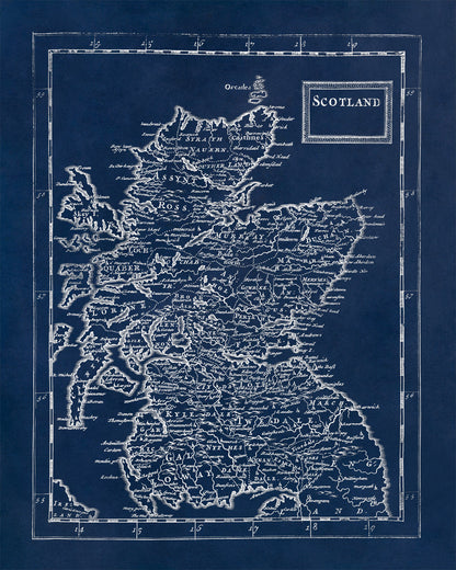 Old Map of Scotland Print 1681