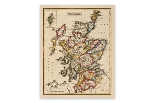 Old Map of Scotland Print 1817