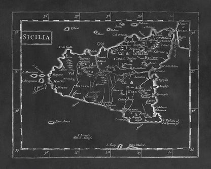 Sicily Italy Map Print