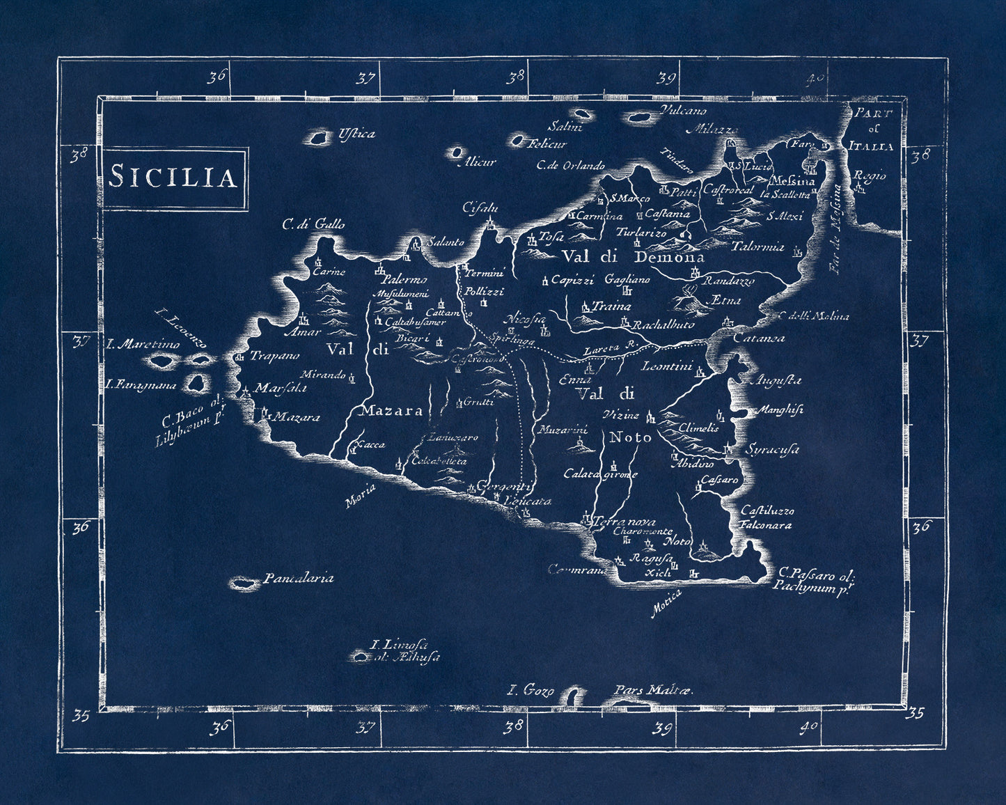 Sicily Italy Map Print