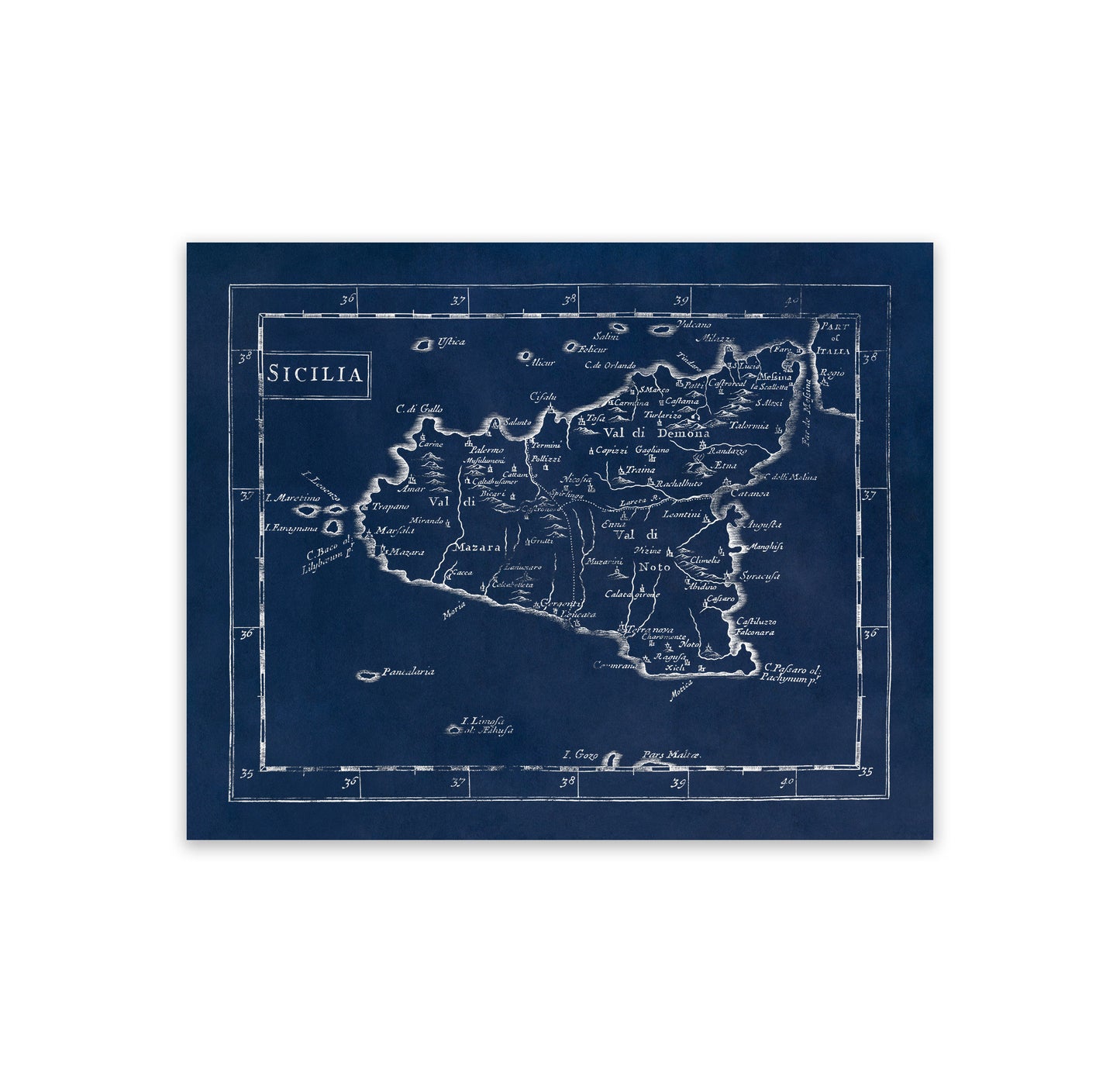 Sicily Italy Map Print