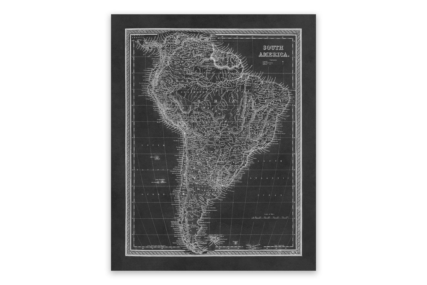 Old Map of South America Print 1849