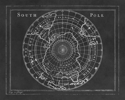 Old Map of the South Pole Print 1681