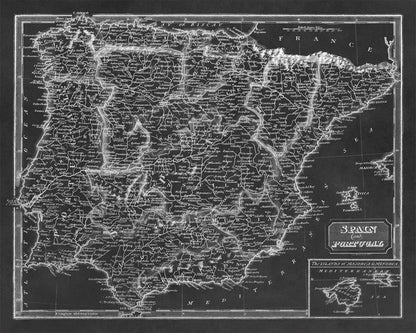 Old Map of Spain Print 1817