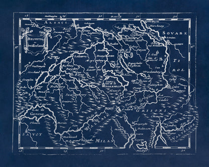 Old Map of Switzerland Print 1681