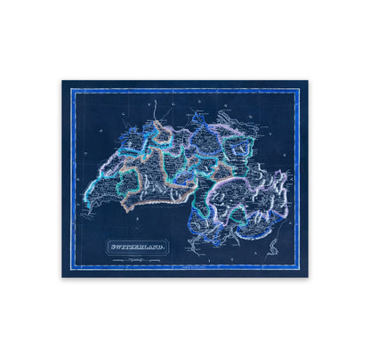 Old Map of Switzerland Print 1817