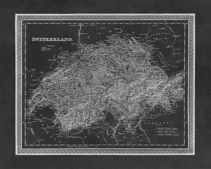 Old Map of Switzerland Print 1849