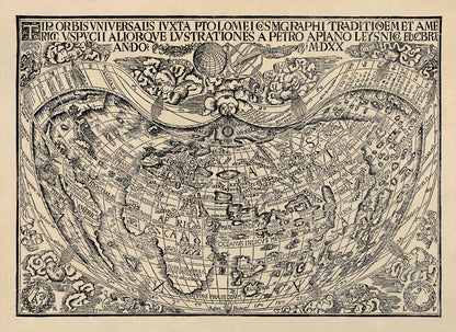 Antique World Map Print 1520