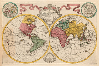 Antique World Map Print 1775