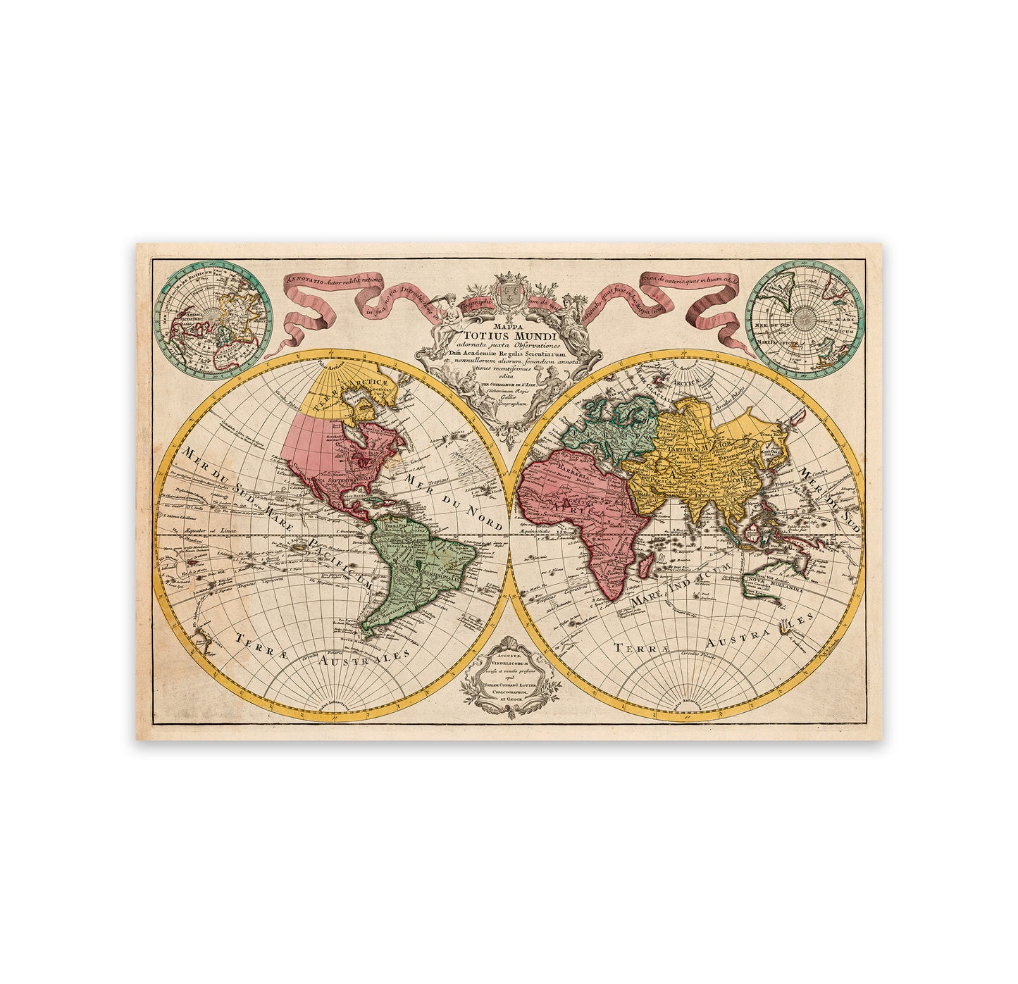 Antique World Map Print 1775