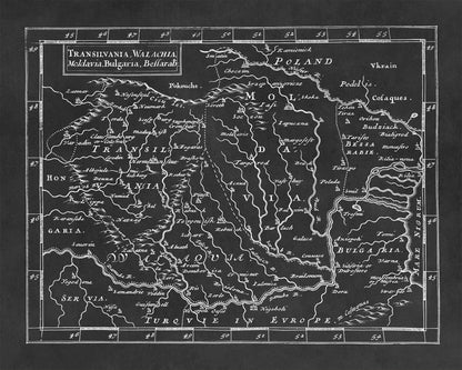 Old Map of Transylvania Romania Print 1681